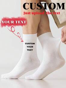 1 Pair Customized Photo Boat Socks, Funny Face Printed Socks, Personalized Image Couples Socks, Anniversary Birthday Gift - White - View 4