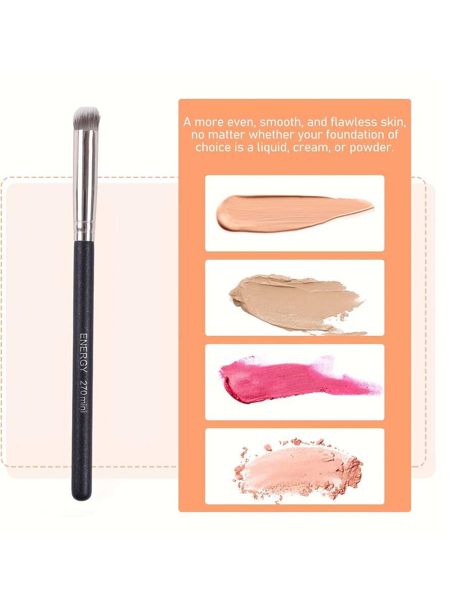 ENERGY 270 迷你遮瑕刷 – 平头 Kabuki 适用于眼下、鼻部轮廓和粉底与粉饼、液体和霜混合 - 黑色 - 查看 1