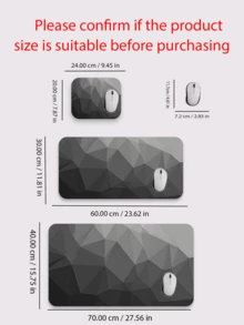 1pc 20*24cm/30*60cm/40*70cm Black & Gray Geometric Minimalist Mouse Pad, Non-Slip Gaming/Work Mouse Mat, Desk Protector Suitable For Students, Leisure Gaming, Office Work, Desktop Accessories,For School Supplies,Back To School Gaming Mouse Pad - Dark Grey - View 3