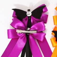 1 Peça Acessório de Cabelo Personalizado com Tema de Halloween para Meninas, Personalizado com Data, Nome ou Designs Engraçados como Morcegos, Abóboras, Laços de Palhaço nas Cores Preto, Amarelo, Roxo. Presente de Halloween Perfeito para Ela