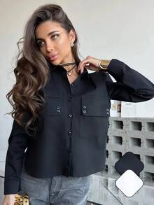 Women's Solid Color Front Button Casual/Work Shirt