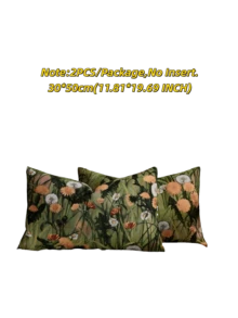 1/2 Pieces, Pastoral Floral Style Grass Green Decorative Square Pillowcase, Suitable For All Seasons, Available In A Variety Of Colors And Sizes, High-Density Multi-Color Jacquard Fabric Pillowcase, No Pillow Core, Zipper Closure, Suitable For Holiday Parties,Sofa Cushion Covers, Beds, Living Rooms, Offices, Cars And As Gifts