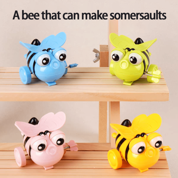 Juguete de abeja volteadora a cuerda, juguete de abeja insecto que se arrastra y voltea, juguete a cuerda para niños, juguete realista de abeja volteadora divertido para bebés, juguete mecánico de animal bebé de abeja que se arrastra y voltea