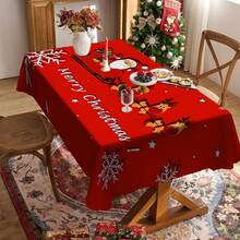 1/20 pièces Nappe de Noël, Nappe avec motif de renne tirant le Père Noël, Nappe d'hiver, Nappe rectangulaire, Convient pour les fêtes à thème, la décoration de la maison, l'utilisation intérieure et extérieure, la décoration de Noël, cadeau de Nouvel An, haute qualité
