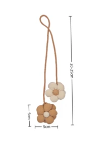 Handmade Corduroy Flower Car Rearview Mirror Hanger, Beige & Brown Floral Auto Interior Decoration, Cute Vehicle Charm Pendant For Car Accessories Lovers, Ideal Gift For Women - one-size - View 6