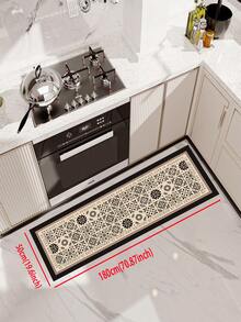 1pc American Style Premium Kitchen Floor Mat, Geometric Design Anti-Fatigue Cushioned Comfort Rug, Water Absorbent & Non-Slip Kitchen Mat & Carpet, Minimalist Diatomaceous Earth & Soft Rubber Mat, Ideal For Kitchen, Bathroom, Entrance Door, Laundry Room, Etc. ,Room Decor - Black and White - View 15