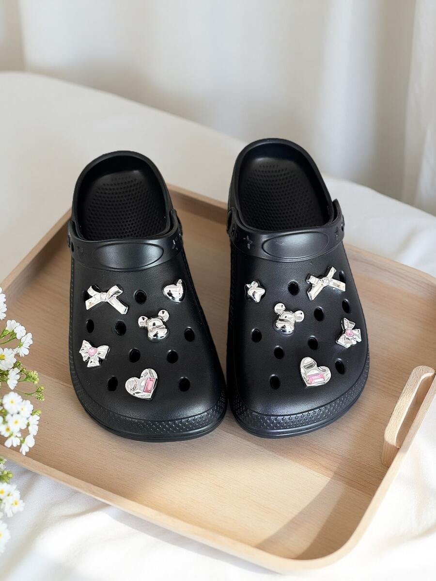 新款女式可爱熊镂空凉鞋，简约透气室内户外轻便百搭一脚蹬凉鞋