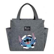 Adorable bolsa de almuerzo aislada con diseño de Stitch - Portador térmico de alimentos de doble bolsillo con grueso papel de aluminio, mantiene las comidas calientes para la escuela, de vuelta a la escuela, útiles escolares, oficina y actividades al aire libre | Colección