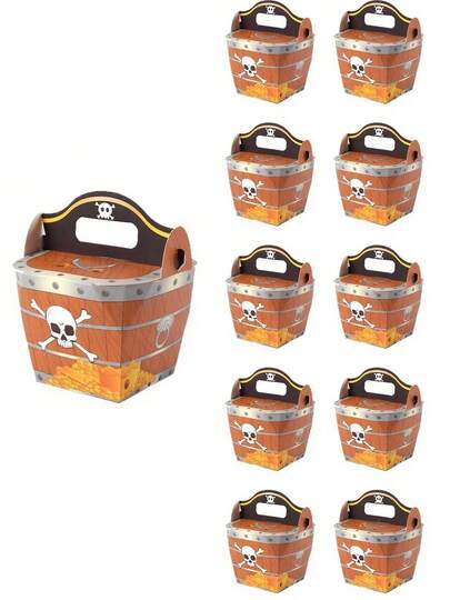 10/20 piezas Caja de papel con forma de cofre del tesoro pirata para dulces, caja de regalo de dulces con tema pirata, caja de embalaje de dulces, cofre del tesoro pirata, para fiesta con tema pirata, decoración de fiesta, suministros para fiesta de trick or treat