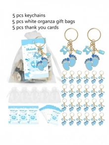 90 件/30 套/60 件/20 套/30 件/10 套婴儿送礼会礼物，适合婴儿送礼会装饰，婴儿送礼会性别揭晓派对，婴儿送礼会礼物，粉色或蓝色印花钥匙扣，带衣架和奶瓶设计，包含 10 个钥匙圈、10 个纱线袋和 10 张卡片，非常适合婴儿送礼会、新娘送礼会、生日派对和节日装饰，可作为派对礼物或礼品 - 彩色 - 查看 15