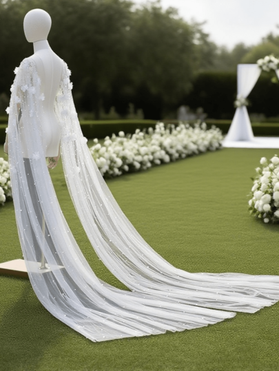 1 pieza Chal nupcial con flores y perlas falsas, adecuado para vestidos de novia, vestidos, accesorios de fotografía, accesorios de boda