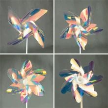 2PCS Outdoor Decorative Colorful Laser Wind Turbines For Shopping Malls, Garden Lighting, Lawn Illumination, Offices, Guesthouses - Small Ground-Mounted Wind Turbines. Festival Atmosphere Decoration, Creating A Relaxed And Pleasant Environment.