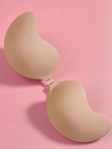 قطعة واحدة من حمالة الصدر اللاصقة بدون ظهر ذات اللون الأسود والبيج، قابلة لإعادة الاستخدام، ذات دعامة للرفع، مخفية وبدون أشرطة، مناسبة للحفلات والمناسبات الخاصة