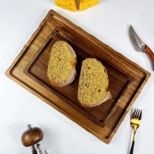 Tocător din lemn de 2 dimensiuni - Tocător etanș, Tocător de bucătărie, Tocător de brânzeturi, Tocător de pâine, Tocător de fructe, Tocător din lemn de trandafir, Tocător multifuncțional, Tavă pentru micul dejun, Tavă decorativă, Potrivit pentru acasă, restaurant și utilizare în exterior