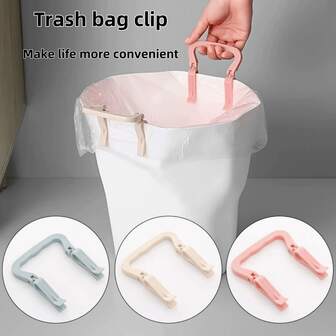 1 st. praktisk fästklämma för hushållssoppåse, halkfri klämma för hinkkant, läckagesäker klämma för sopförvaring