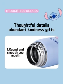 Taza de doble pared de 500ml con diseño de Stitch, con 2 tapas - 1 con pajita y 1 de boca ancha, núcleo al vacío que mantiene la temperatura, sello de anillo de silicona, tapón con cierre, interior de acero inoxidable de alta calidad, estampado kawaii de Stitch, base delgada que se ajusta a los portavasos, lista para el campus, el gimnasio y los desplazamientos, regalo para fans - Puntada azul - Ver 5