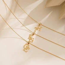 Customized Double Letter Necklace, Personalized Initial Necklace, Elegant Name Pendant Necklace, Couple Necklace, Anniversary Gift - Multicolor - View 9