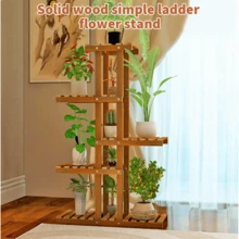 Lislark 5 Tier Plant Shelf Rack Display Stand Multiple Flower Pot Holder Indoor Outdoor - Brown - View 4