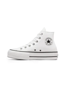 Converse 厚底高帮帆布运动鞋 双层鞋底 系带 标志性星星脚踝贴片 560846C - 白色 - 查看 1