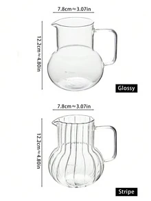 1pc创意高端浓缩咖啡壶圆底设计日式玻璃奶壶手冲咖啡分享壶玻璃咖啡壶 - 透明 - 查看 4