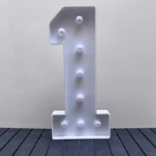 1Pc 73cm/28.7inch Light Up Digital Marquee Frame White Lights KT Board Number 0-9 Plug-In KT Board With Bracket Party Decorative Light Birthday Party Anniversary Decoration,Christmas - White - View 19