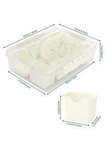 2Pack Snackle Box Container - Dishwasher Safety Divided,8 Compartments Snack Box,Serving Tray With Lid And Handle - Charcuterie Board For Portable Snack Platters - Clear Organizer For Fruits Snacks,Perfect For Road Travel,Thanksgiving Gifts, Christmas Gifts, Halloween Gifts, Valentine's Day Gifts, New Year Gifts - 米色 - 查看 2