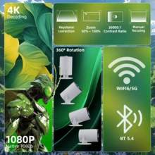 XBJ Proyector inteligente de alta definición 2025, portátil para acampar al aire libre, con soporte para decodificación 4K, sistema operativo Android 11, WiFi de doble banda, apto para uso en interiores y exteriores, con enchufe europeo y chip A3100 de alta calidad. Un dispositivo ideal para oficinas corporativas y reuniones familiares.