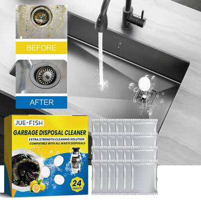 JUE FISH Sink Cleaning Tablets Kitchen Sink Garbage Disposal Cleaner Removing Residue Fresh Scent Cleaning Stains Grease Unclog Water Pipes Clean Effervescent Tablets
