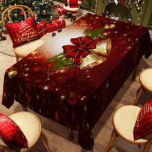1/20 piezas Mantel de Navidad, Mantel con hermoso patrón de campanas y lazos, Mantel de invierno, Mantel rectangular, Adecuado para fiestas temáticas, Decoración del hogar, Apto para uso interior y exterior, Decoración navideña, Regalo de Año Nuevo, Alta calidad - Multicolor - Ver 2