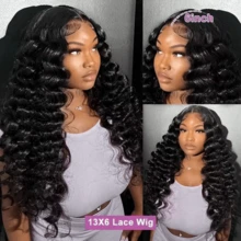 CEXXY 13x6 Human Hair Front Lace Wig, Brazilian Wig With Natural Waves, Deep Wave Wig, 100% Baby Hair, HD Lace, Glue-Free Wig, 180% Density, 360° Human Hair Lace Wig - SPure Natural - Xem 9