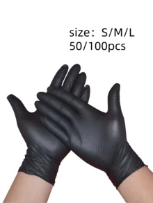 4/50/100 paquets de gants jetables en nitrile noirs pour la peinture, l'artisanat, le nettoyage et la manipulation des aliments, les soins de beauté et des ongles - Produits d'entretien ménager essentiels (sans boîte)