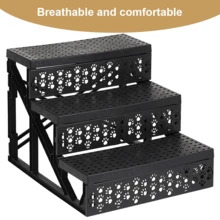 Lislark 3 Steps Dog Steps Puppy Ladder Doggy Pet Soft Stairs Ramp Washable Cover - Grey - View 7