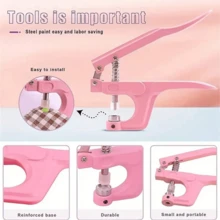 3-In-1 Pliers For Sewing Snap Buttons, Plastic, Metal, Ritas And Eyelets - Pink Matrix With 200 Clothing Buttons - 粉色 - 查看 5
