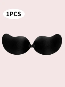 قطعة واحدة من حمالة الصدر اللاصقة بدون ظهر ذات اللون الأسود والبيج، قابلة لإعادة الاستخدام، ذات دعامة للرفع، مخفية وبدون أشرطة، مناسبة للحفلات والمناسبات الخاصة