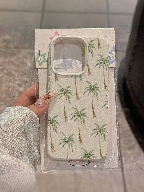 1 Peça Capa de Telefone com Padrão de Árvore de Coco de Material TPU para Verão, Compatível com iPhone/Telefones