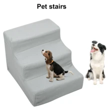 Lislark 3 Steps Dog Steps Puppy Ladder Doggy Pet Soft Stairs Ramp Washable Cover - Grey - View 4