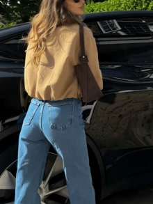 女款春夏休閒優雅時尚卡其色外套 街頭風寬鬆鬆緊腰夾克 Y2K女孩度假節慶外穿外套 - 卡其色 - 查看 11
