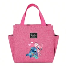 Adorable bolsa de almuerzo aislada con diseño de Stitch - Portador térmico de alimentos de doble bolsillo con grueso papel de aluminio, mantiene las comidas calientes para la escuela, de vuelta a la escuela, útiles escolares, oficina y actividades al aire libre | Colección