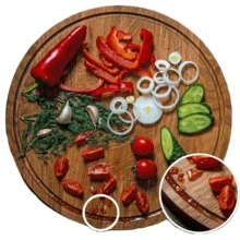 Compact Wooden Cutting Board - Natural Composite Wood, Food Safe, Multi-Purpose Kitchen Cutting Board, Food Tray, Suitable For Holidays And Daily Use, Homemade Food Prep Cutting Board - Brown - View 2