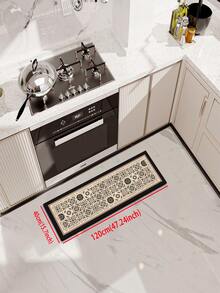 1pc American Style Premium Kitchen Floor Mat, Geometric Design Anti-Fatigue Cushioned Comfort Rug, Water Absorbent & Non-Slip Kitchen Mat & Carpet, Minimalist Diatomaceous Earth & Soft Rubber Mat, Ideal For Kitchen, Bathroom, Entrance Door, Laundry Room, Etc. ,Room Decor - Black and White - View 16