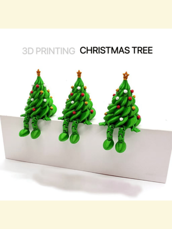 Ny hetsäljande 5 cm 3D-tryckt söt skrivbordsdekoration julgran, färgglada rörliga leder och material, rolig liten present!