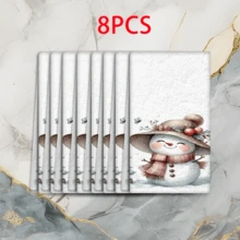 2/4 pièces Serviettes à vaisselle imprimées bonhomme de neige, cadeaux de Noël, décorations de Noël, serviettes microfibre super absorbantes et modernes pour la cuisine, la cuisson, la vaisselle, le nettoyage, les serviettes de toilette, la décoration de cuisine, cadeaux pour les voisins, les mamans, les anniversaires, les pendaisons de crémaillère pour les amis, les essentiels de cuisine, les nécessités quotidiennes