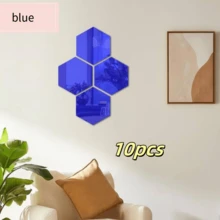 10pcs Hexagon Acrylic 3D Mirror Wall Stickers Self-Adhesive For Living Room Bedroom Decor Wall Decor Home Decor