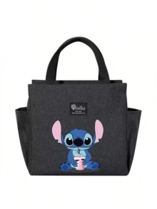 Adorable bolsa de almuerzo aislada con diseño de Stitch - Portador térmico de alimentos de doble bolsillo con grueso papel de aluminio, mantiene las comidas calientes para la escuela, de vuelta a la escuela, útiles escolares, oficina y actividades al aire libre | Colección