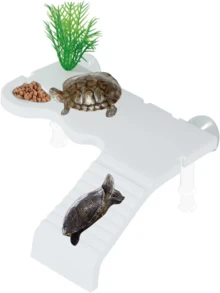 1pc Black Climbing Platform For Tortoise, Tortoise Terrarium, Basking Ramp, Shelter, Resting Ladder And Floating Platform