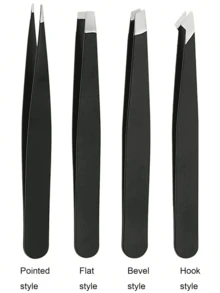 4Pcs Precision Tweezers Set For Eyebrows, Professional Stainless Steel Tweezers For Eyebrows - Great Precision For Facial Hair, Splinter And Ingrown Hair Removal Eyebrow Trimmers Hair Removal, Face Hair Removal, Hair Trimmer, Hair Trimmer, Barber Supplies, Haircut, Bag, Organizer, Storage, Hair Accessories - Black - View 10
