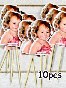 10/25/50/100/150 st personliga tårtdekorationer med foto - Anpassningsbar foto- och karaktärsdesign, lätt att placera på tårtor - Lämplig för födelsedagar, babyshower, familjesammankomster, högtidstårtor - Perfekt för hemmabruk