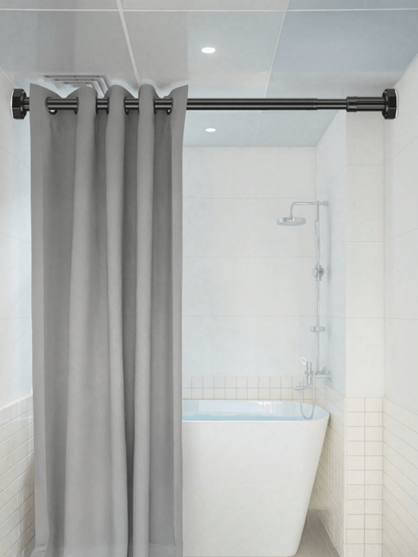 1pc Adjustable Stainless Steel Closet Rod, Expandable Bathroom Towel Bar, Clothing Rack, Curtain Rod, Wardrobe Hanging Rod, Retractable Shower Curtain Rod, Balcony Pole - No Drilling Required, Fits Curtains, Doors And Clothingbedroom,Organizer