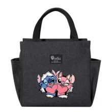 Adorable bolsa de almuerzo aislada con diseño de Stitch - Portador térmico de alimentos de doble bolsillo con grueso papel de aluminio, mantiene las comidas calientes para la escuela, de vuelta a la escuela, útiles escolares, oficina y actividades al aire libre | Colección