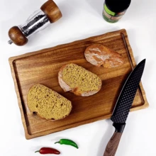 Tocător din lemn de 2 dimensiuni - Tocător etanș, Tocător de bucătărie, Tocător de brânzeturi, Tocător de pâine, Tocător de fructe, Tocător din lemn de trandafir, Tocător multifuncțional, Tavă pentru micul dejun, Tavă decorativă, Potrivit pentru acasă, restaurant și utilizare în exterior
